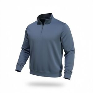 Duck Head Mens XL Quarter Zip Pullover Blue Grey Performance Stretch Sweatshirt